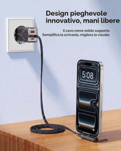Carica l'immagine nel visualizzatore di Gallery, Kuulaa 1.5m Cavo di ricarica rapida USB C 240 W con supporto pieghevole per cellulare, cavo dati da USB C a C ad angolo 