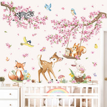 Carica l'immagine nel visualizzatore di Gallery, decalmile Adesivi Murali Animali Bosco Adesivi da Parete Ramo Albero Rosa