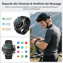 Carica l'immagine nel visualizzatore di Gallery, IOWODO Smartwatch Uomo, 1.45" Militari Orologio Intelligente con Torcia Bussola, Batteria 960mAh, IP68 Impermeabile, Oro