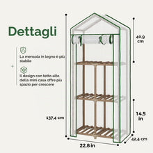Carica l'immagine nel visualizzatore di Gallery, Bamworld Serra da Balcone, Mini Serra 3 Ripiani con Copertura in PE, Struttura in Eucalipto per Terrazzo e Balcone, Serr