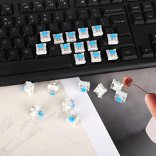 Carica l'immagine nel visualizzatore di Gallery, 100pz Interruttori Meccanici per Tastiera, 3 Pin Blu Antipolvere e Impermeabili Interruttori Clicky per Tastiere Meccani