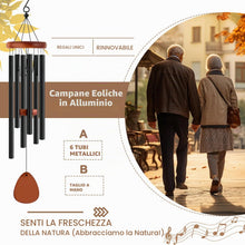 Carica l'immagine nel visualizzatore di Gallery, Campanelli a Vento Esterni, Scacciaspiriti da Esterno con Gancio, Campane Tubolari a Vento con 6 Tubi di Alluminio Campa
