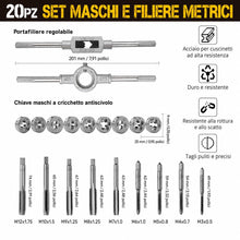 Carica l'immagine nel visualizzatore di Gallery, Hi-Spec Set Maschi e Filiere Metriche M3-M12, Giramaschi e Accessori