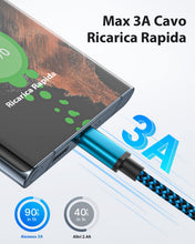 Carica l'immagine nel visualizzatore di Gallery, Cavo USB C, Cavo USB Type-C 2Metri 3Pezzi Caricabatterie Cavetto Ricarica Rapida Filo Caricatore Carica per Samsung S21 