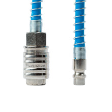 Carica l'immagine nel visualizzatore di Gallery, Tubo a spirale per aria compressa in PU poliuretano Ø 5,5 x 8 mm lunghezza 10 mt completo di raccordi ad attacco rapido