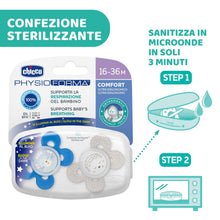 Carica l'immagine nel visualizzatore di Gallery, Chicco Physio Comfort Night Bimbo Succhietto di Silicone, 16-36 Mesi, 2 Pezzi, Colori Assortiti