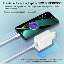 Carica l'immagine nel visualizzatore di Gallery, Caricatore 65w per Oppo SuperVOOC con cavo ricarica rapida USB C Vooc 1 metro, caricabatterie charge per Find X5 X3/2 Ne