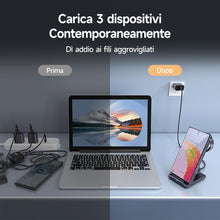 Carica l'immagine nel visualizzatore di Gallery, Stazione Ricarica per Samsung, MANKIW Pieghevole 3 in 1 Base Ricarica Wireless per Samsung S25/S24/S23/S22/S21/S20, Z Fo