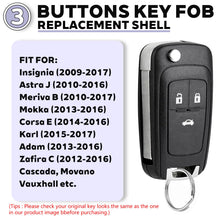 Carica l'immagine nel visualizzatore di Gallery, 2 Pezzi Guscio Chiave Auto 3 Tasti Compatibile con O-pel Insignia Astra J Adam Zafira Tourer C Mokka Meriva Movano Corsa