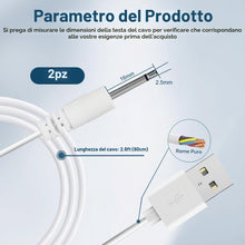 Carica l'immagine nel visualizzatore di Gallery, Xahpower USB Cavo di Ricarica, CC 2,5mm Cavo del Caricabatterie per Massaggiatore, 2PCS, Bianco