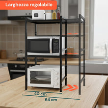 Carica l'immagine nel visualizzatore di Gallery, Avilia Scaffale Cucina Espandibile 3 Ripiani, Porta Microonde con 6 Ganci