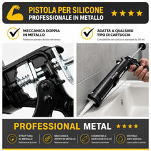 Carica l'immagine nel visualizzatore di Gallery, Boldrini pistola professionale per silicone e sigillanti – Struttura e meccanica in metallo robusto – Supporta pressioni