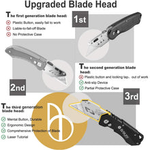 Carica l'immagine nel visualizzatore di Gallery, BIBURY Professional Taglierino, Coltello Taglierino in Acciaio Inossidabile con 10 Lame di Ricmabio, con Maniglia Antisc