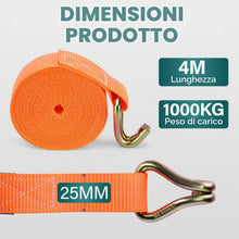 Carica l'immagine nel visualizzatore di Gallery, Pavlleen 4 Pezzi Cinghie a Cricchetto con Cricchetto, 2.5 cm x 4 m