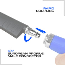 Carica l'immagine nel visualizzatore di Gallery, Innesto Attacco Rapido Maschio Euro 1/4 Conico Teflonato per Aria Compressa e Raccordo Tubo Compressore, Set kit di 3pz