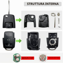 Carica l'immagine nel visualizzatore di Gallery, 3 Tasti Guscio Chiave Auto Compatibile con VW T4 T5 Passat Polo Bora Beattle Golf Sharan Tiguan Touareg Touran Jetta Ibi