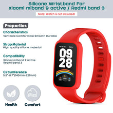 Carica l'immagine nel visualizzatore di Gallery, 6 Pezzis Silicone Cinturini Compatibile con Xiaomi Smart Band 9 Active/Redmi Smart Band 3, Regolabile Sportivo Cinturino