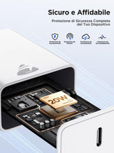 Carica l'immagine nel visualizzatore di Gallery, Caricatore USB C, Presa USB C 20W Ricarica Rapido, Spina Tipo C Alimentatore PD Adattatore da Muro Caricabatterie Veloce