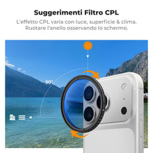 Carica l'immagine nel visualizzatore di Gallery, K&amp;F CONCEPT 52mm Clip-on Filtro Polarizzatore CPL Circolare per Cellulari