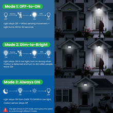 Carica l'immagine nel visualizzatore di Gallery, Lampada Solare da Esterno, Faretto Led da Esterno con Sensore di Movimento, 204LED 3 Modes Luce Solare Led Esterno con P