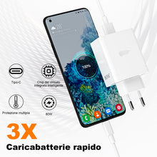 Carica l'immagine nel visualizzatore di Gallery, 80W Caricatore Rapido con Cavo USB C 2m, per Oppo Reno 11 Pro 10 Pro Find X5 Pro X5 Lite, caricabatterie per Oppo Reno 8