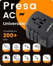 Carica l'immagine nel visualizzatore di Gallery, LENCENT Adattatore Universale da Viaggio, Presa Internazionale con USB C