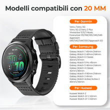 Carica l'immagine nel visualizzatore di Gallery, Compatibile con il cinturino Garmin Forerunner 165/245/645/158/55, cinturini sportivi di ricambio in nylon da 20 mm per 