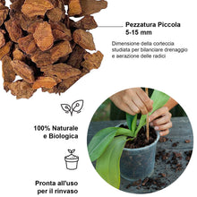 Carica l'immagine nel visualizzatore di Gallery, Kalapanta Bark per Orchidee Linea Professionale, 2 Litri, Pezzatura 5-15 mm, Substrato a Base di Corteccia di Pino Marit