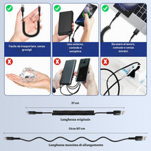 Carica l'immagine nel visualizzatore di Gallery, Cavo USB C a spirale, corto [0,3 m-1 m], cavo dati a spirale Android Auto a
