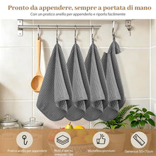 Carica l'immagine nel visualizzatore di Gallery, Zindoo 6 Pezzi Strofinacci Cucina Microfibra 40x40 cm Grigio