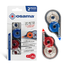Carica l'immagine nel visualizzatore di Gallery, OSAMA - Bianchetto a Nastro, 2 Pezzi x 20 Metri (Tot 40m), Correttore a Nastro Cancelleria Scuola e Ufficio - Scolorina 