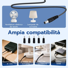 Carica l'immagine nel visualizzatore di Gallery, Wigearss Cavo USB a DC 5V 1A, 5 Spinotti Intercambiabili per Ricarica, Nero