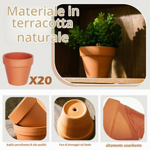 Carica l'immagine nel visualizzatore di Gallery, kaiyaya 20 Pezzi vasi in terracotta Piccoli vasi in Terracotta con Foro di Drenaggio Vasi in Riutilizzabili Vaso Piccolo