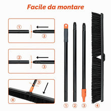 Carica l'immagine nel visualizzatore di Gallery, TreeLen Scopa a spinta da 61 cm per esterni, resistente, con manico lungo, setole rigide, per patio, cortile, garage, te