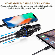 Carica l'immagine nel visualizzatore di Gallery, HORJOR Caricabatteria da Auto, Caricatore Accendisigari 2 Porte USB 3.0 Ricarica Veloce Compatibile con iPhone, Samsung 