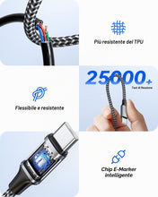Carica l'immagine nel visualizzatore di Gallery, RAVIAD 100W Cavo USB C 1.2M, Multi Cavo di Ricarica con 3 Porte Tipo C
