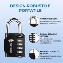 Carica l'immagine nel visualizzatore di Gallery, Double Dragon Lucchetto a combinazione 4 cifre, resistente, nero