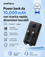 Carica l'immagine nel visualizzatore di Gallery, Power Bank 10000mAh 22,5W Caricatore Portatile Ricarica Rapida (Nero)