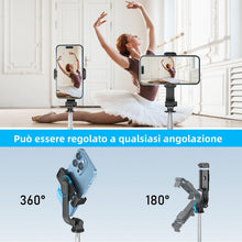 Carica l'immagine nel visualizzatore di Gallery, Bastone Selfie Treppiede,125 cm Treppiede Smartphone Selfie Stick