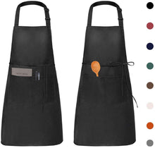 Carica l'immagine nel visualizzatore di Gallery, Viedouce 2 Pezzi Grembiule da Cucina Chef,Grembiule da Ristorante BBQ Bar Chef Cucina,Regolabile Grembiuli con Tasche Ch