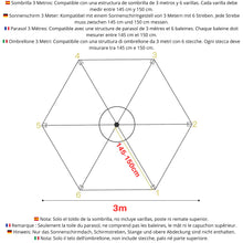 Carica l'immagine nel visualizzatore di Gallery, Telo Ombrellone 3X3 Ricambio 6 Stecche. Telo Ricambio Ombrellone 6 Stecche E 3 Metri Resistente E Spesso. Ricambio Ombre