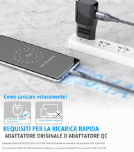 Carica l'immagine nel visualizzatore di Gallery, Cavo USB C 2 pezzi 3m, Cavo USB tipo C di ricarica in nylon tipo C, per Samsung Galaxy S10 S9 S8 Plus, Note10, Note9, M3