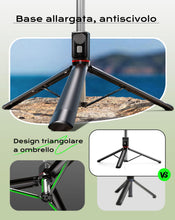 Carica l'immagine nel visualizzatore di Gallery, Treppiede Smartphone e Bastone Selfie, 170cm Cavalletto per Smartphone Portatile con Telecomando Wireless, Compatibile c