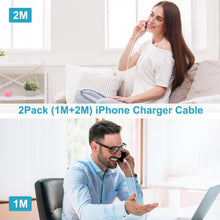 Carica l'immagine nel visualizzatore di Gallery, Cavo iPhone Originale Apple Certificato MFi, Cavo Lightning 1M+2M 2Pack, Cavetto iPhone Cavi Ricarica i-Phone Cavi Caric