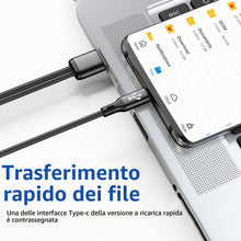 Carica l'immagine nel visualizzatore di Gallery, 2 In 1 Cavo Di Ricarica Rapida Da USB A Typ-C, Cavo Dati Multi-Tipo-C In Nylon 1,2 M, Caricabatterie Typ-C Con Doppio Sp