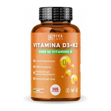 Carica l'immagine nel visualizzatore di Gallery, Vitamina d3 k2 mk7 vegana alto dosaggio 365 Micro compresse, Vitamina d3 4000 ui e 200 mcg di Menachinone per sistema im