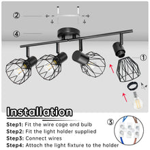 Carica l'immagine nel visualizzatore di Gallery, Dehobo Faretti LED Soffitto Orientabili 4 Luci E14 Metallo Nero