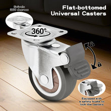 Carica l'immagine nel visualizzatore di Gallery, set da 4 ruote per mobili 50 mm, ruote girevoli silenziose 2 con freno e 2 senza freno, 360 gradi ruotabili, abbastanza 