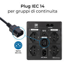 Carica l'immagine nel visualizzatore di Gallery, VulTech MU-UPS01 Multipresa per UPS IEC14 a 5 Posti Prese Italiane 10/16A e Schuko/Tedesche, Tasto On/Off, Ignifuga, Cav