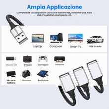 Carica l'immagine nel visualizzatore di Gallery, MOGOOD Sdoppiatore USB 2.1 1 Maschio a 3 Femmine, Cavo Multiporta Intrecciato Plug &amp; Play, per Ricarica e Trasferimento 